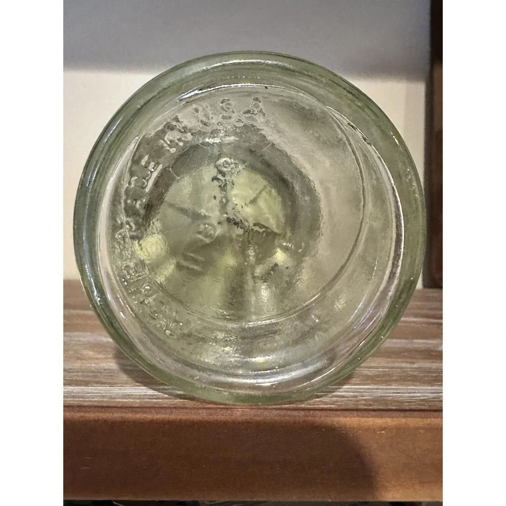 ACME Press & Chop Glass USA Avocado Green‎ Food Nut Chopper 12 oz Vintage Retro